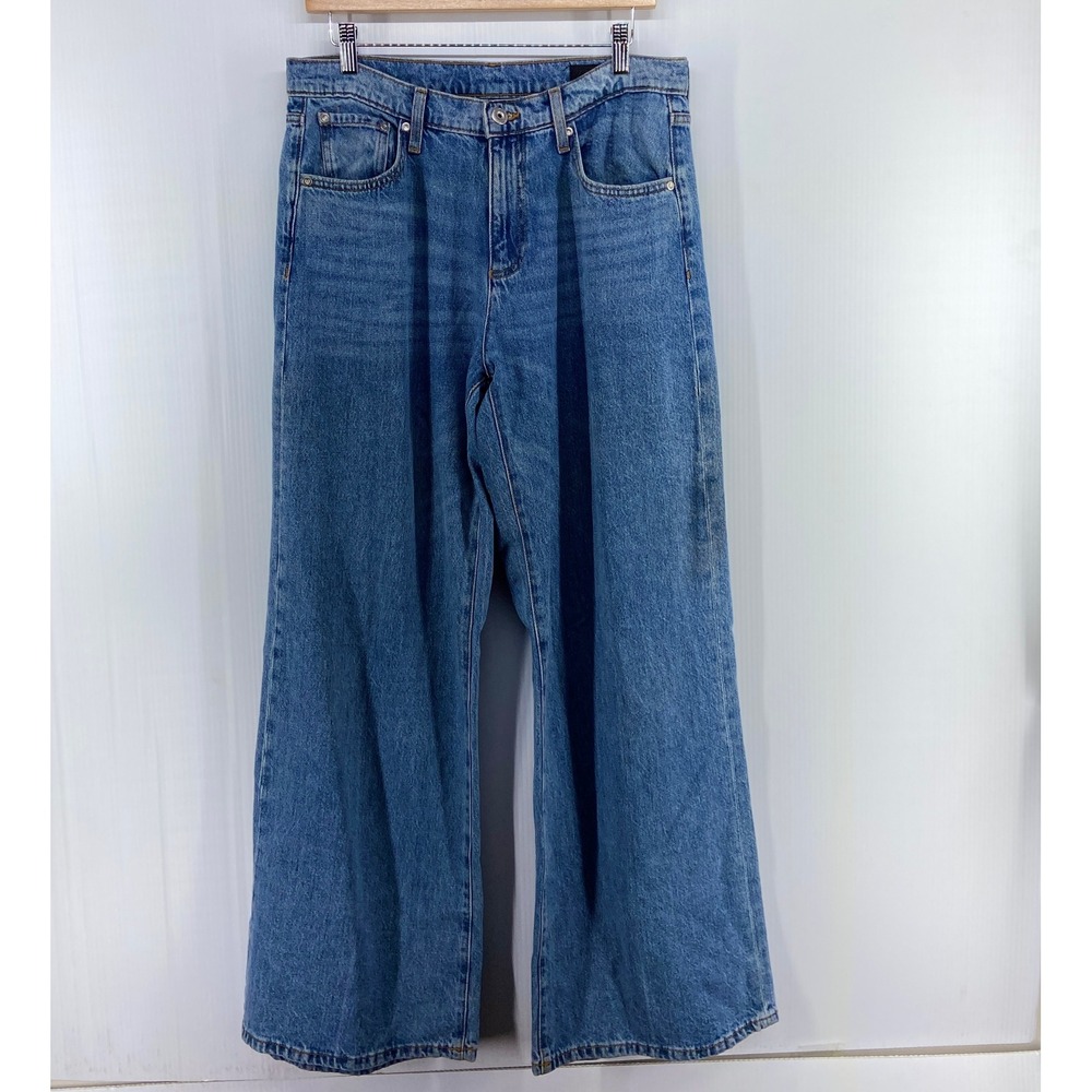 Zara Blue Denim Wide Leg High Rise Jeans Womens 6